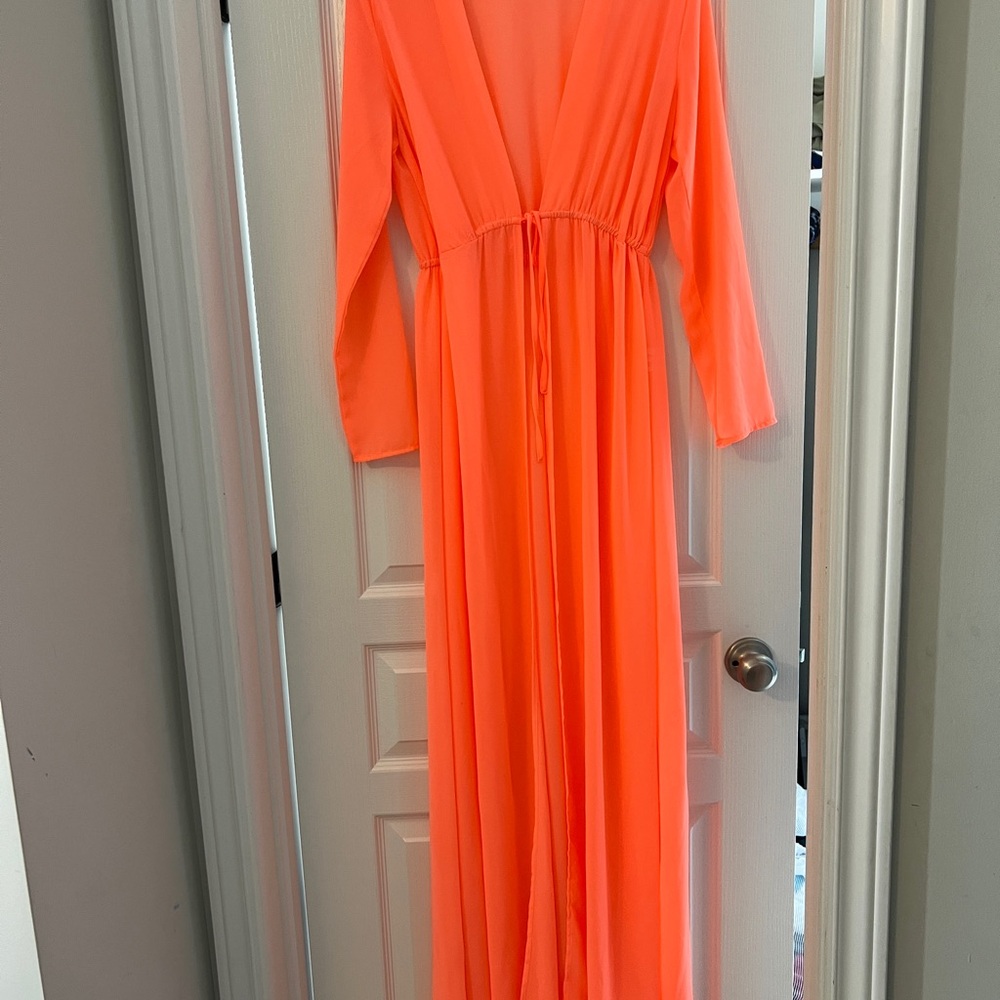 Orange Maxi Cover-Up Dress